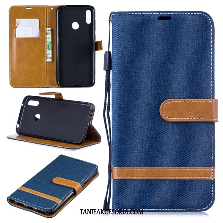 Etui Huawei Y7 2019 Telefon Komórkowy Niebieski Skórzany, Futerał Huawei Y7 2019 Denim Portfel