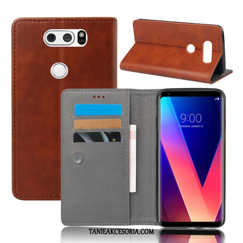 Etui Lg V30 Ciemno Telefon Komórkowy Karta, Obudowa Lg V30 Skórzany Futerał Szary Anti-fall