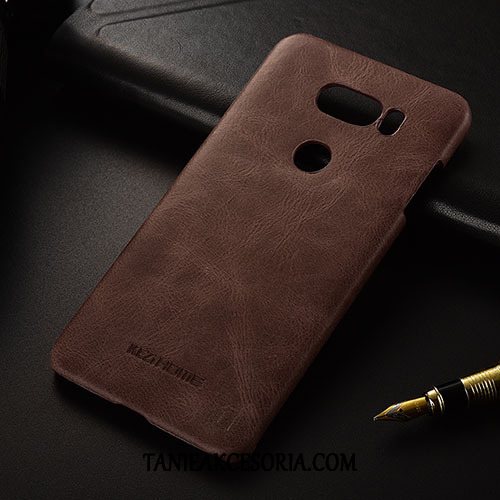 Etui Lg V30 Prawdziwa Skóra Vintage Telefon Komórkowy, Obudowa Lg V30 Braun