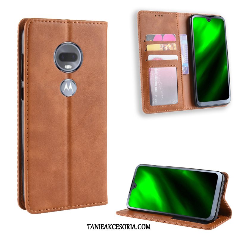 Etui Moto G7 Ochraniacz Vintage Wspornik, Futerał Moto G7 Anti-fall Karta Telefon Komórkowy