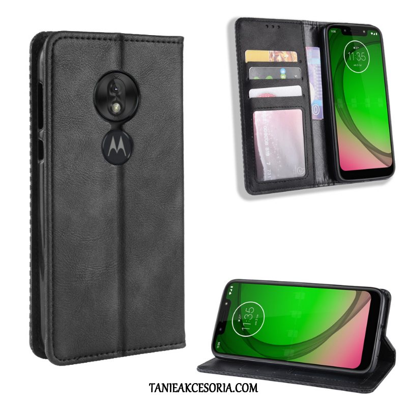 Etui Moto G7 Play Telefon Komórkowy Czarny Anti-fall, Obudowa Moto G7 Play Karta Wzór Vintage