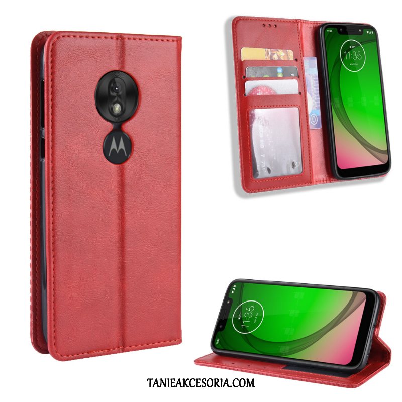 Etui Moto G7 Play Telefon Komórkowy Czarny Anti-fall, Obudowa Moto G7 Play Karta Wzór Vintage