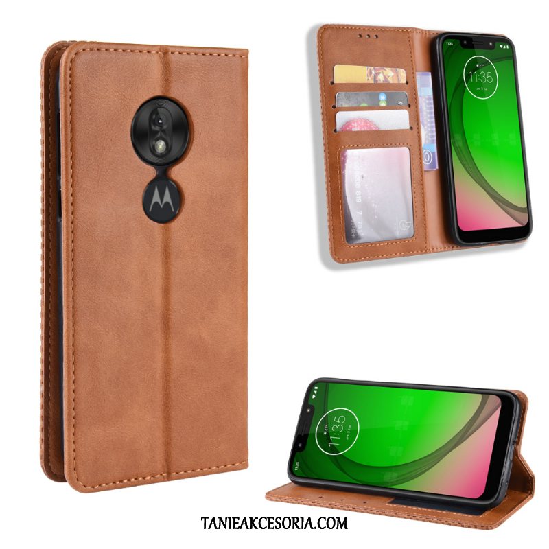 Etui Moto G7 Play Telefon Komórkowy Czarny Anti-fall, Obudowa Moto G7 Play Karta Wzór Vintage