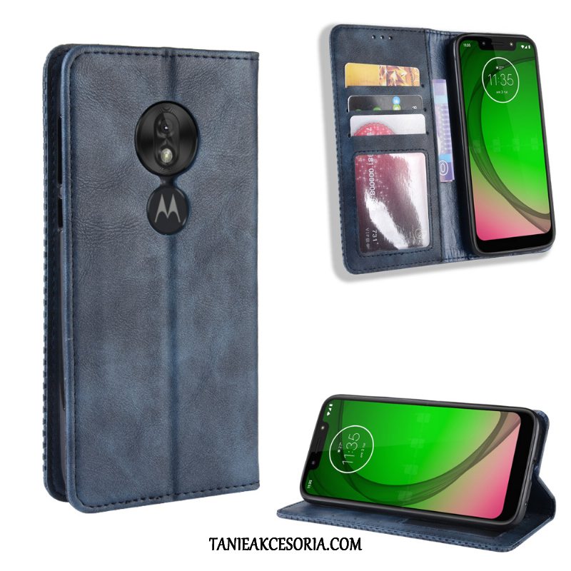 Etui Moto G7 Play Telefon Komórkowy Czarny Anti-fall, Obudowa Moto G7 Play Karta Wzór Vintage