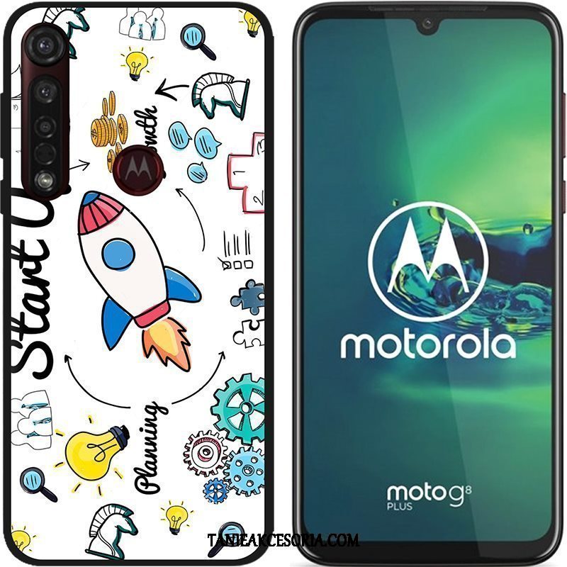 Etui Moto G8 Plus Kreskówka Nubuku Kolor, Obudowa Moto G8 Plus Kreatywne Czarny Pu