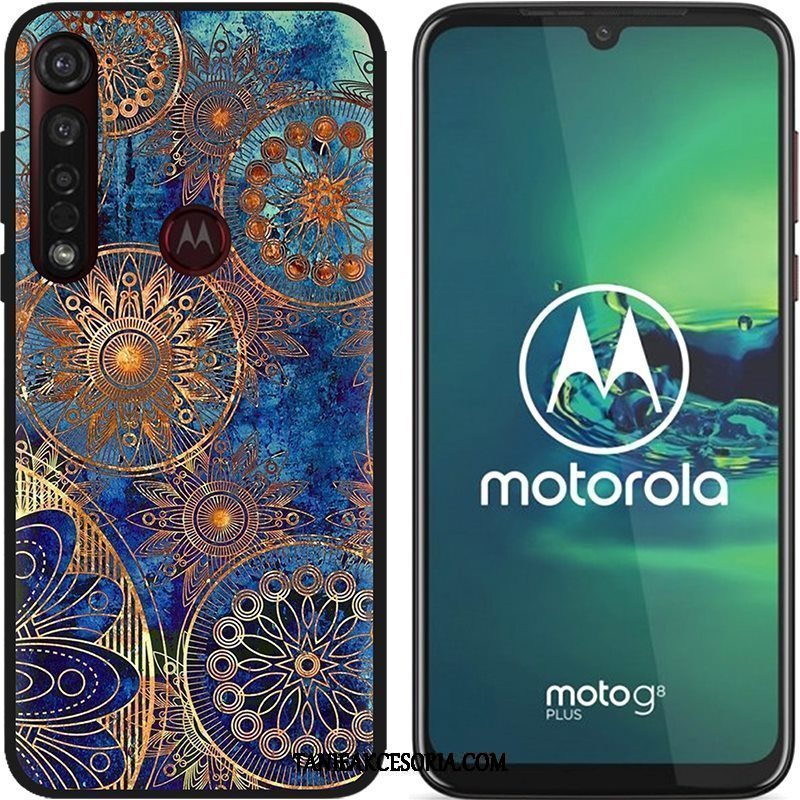 Etui Moto G8 Plus Kreskówka Nubuku Kolor, Obudowa Moto G8 Plus Kreatywne Czarny Pu