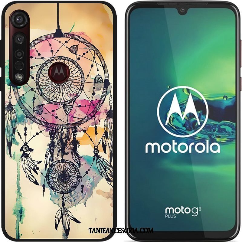 Etui Moto G8 Plus Kreskówka Nubuku Kolor, Obudowa Moto G8 Plus Kreatywne Czarny Pu