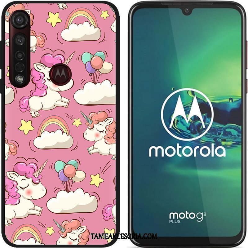 Etui Moto G8 Plus Kreskówka Nubuku Kolor, Obudowa Moto G8 Plus Kreatywne Czarny Pu