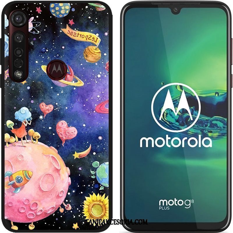 Etui Moto G8 Plus Kreskówka Nubuku Kolor, Obudowa Moto G8 Plus Kreatywne Czarny Pu