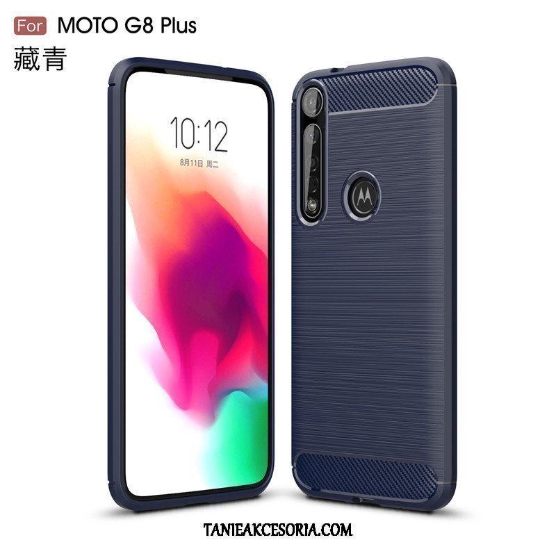 Etui Moto G8 Plus Miękki Czerwony Antypoślizgowe, Pokrowce Moto G8 Plus Jedwab Ochraniacz Włókno