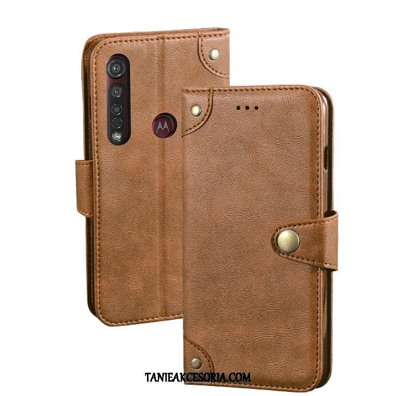 Etui Moto G8 Plus Telefon Komórkowy Czarny Vintage, Pokrowce Moto G8 Plus Skórzany Futerał Portfel Karta