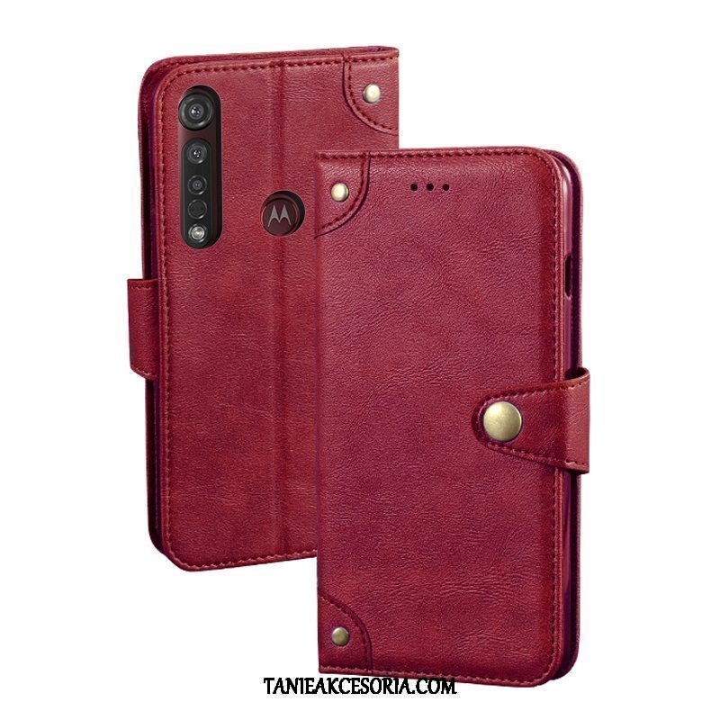 Etui Moto G8 Plus Telefon Komórkowy Czarny Vintage, Pokrowce Moto G8 Plus Skórzany Futerał Portfel Karta