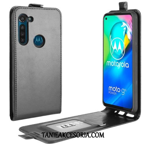 Etui Moto G8 Power Biznes Portfel Czarny, Futerał Moto G8 Power Skórzany Wspornik Telefon Komórkowy