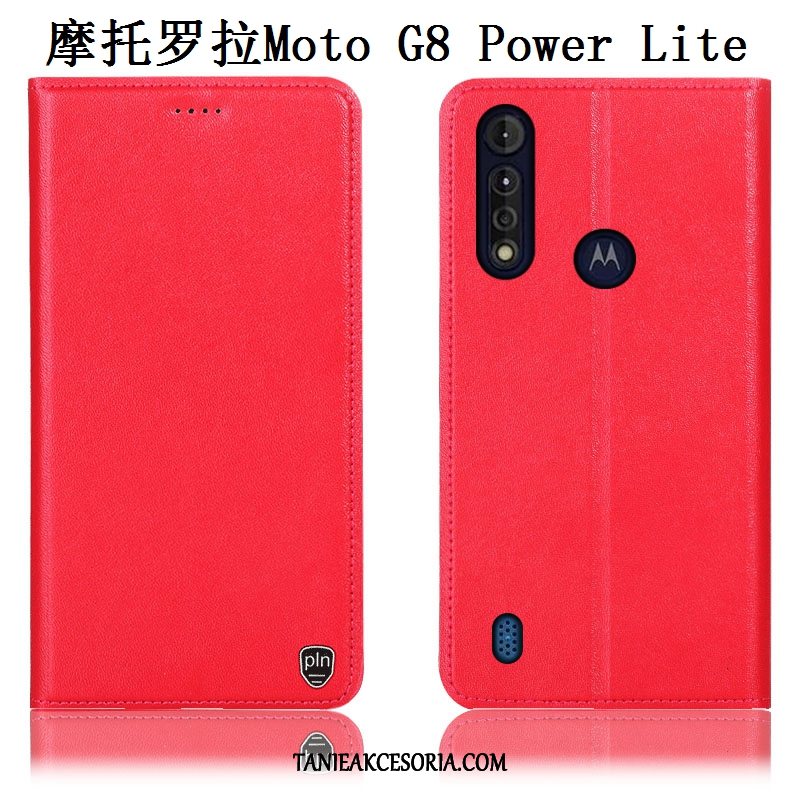 Etui Moto G8 Power Lite Telefon Komórkowy Ochraniacz Żółty, Obudowa Moto G8 Power Lite Wzór Anti-fall Prawdziwa Skóra