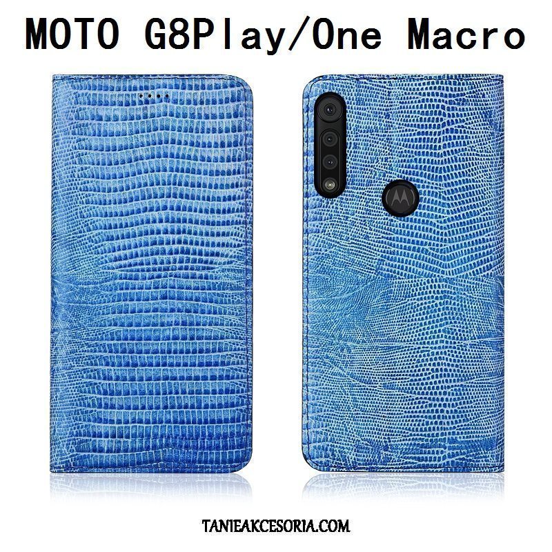 Etui Motorola One Macro Skórzany All Inclusive Miękki, Futerał Motorola One Macro Silikonowe Ochraniacz Prawdziwa Skóra Braun