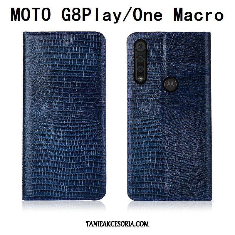 Etui Motorola One Macro Skórzany All Inclusive Miękki, Futerał Motorola One Macro Silikonowe Ochraniacz Prawdziwa Skóra Braun