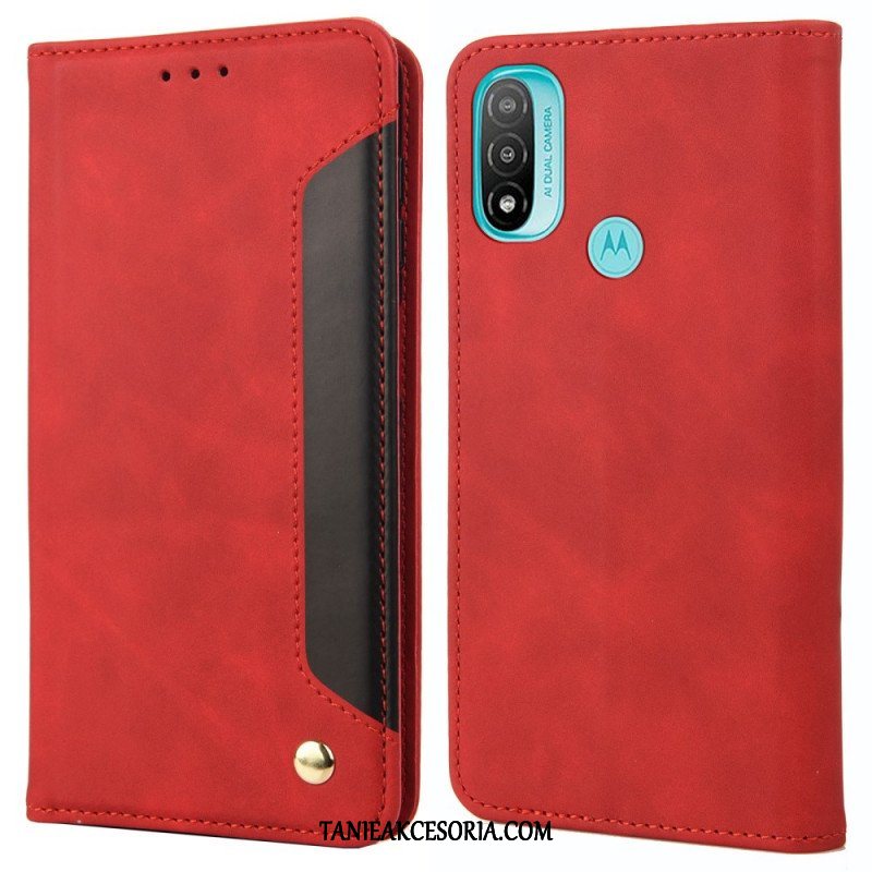 Etui Na Telefon do Moto E40 / E30 / E20 Etui Folio Dwukolorowy Biznesowy Efekt Skóry