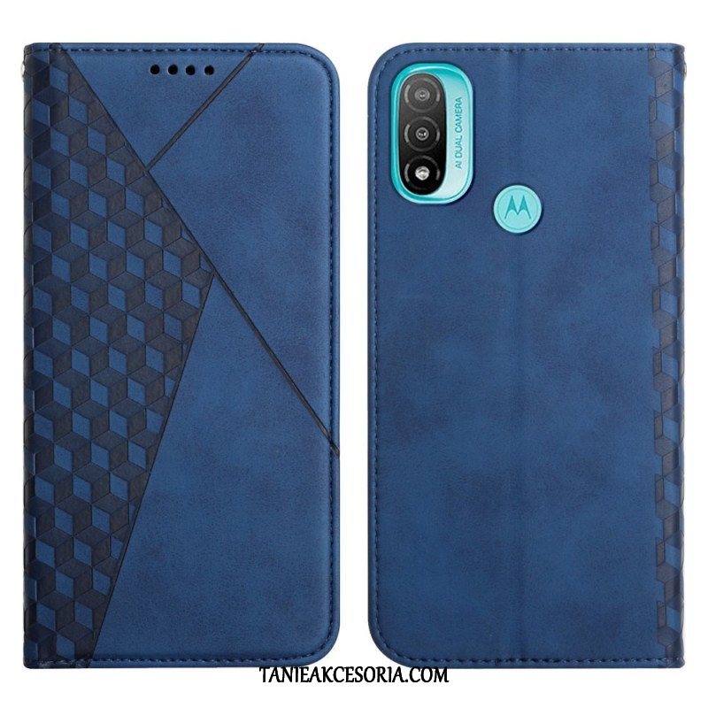 Etui Na Telefon do Moto E40 / E30 / E20 Etui Folio Efekt Geo Skóry