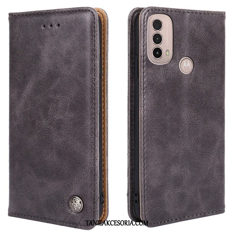 Etui Na Telefon do Moto E40 / E30 / E20 Etui Folio Stylowy Skórzany Nit