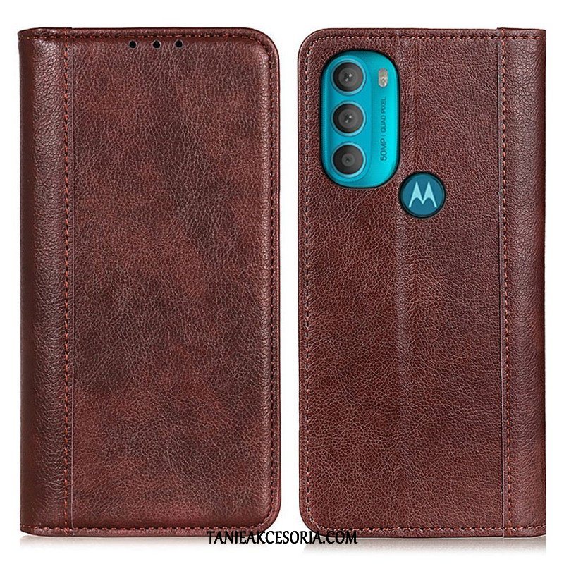 Etui Na Telefon do Moto G71 5G Etui Folio Elegancka Dwoina Skóry Liczi