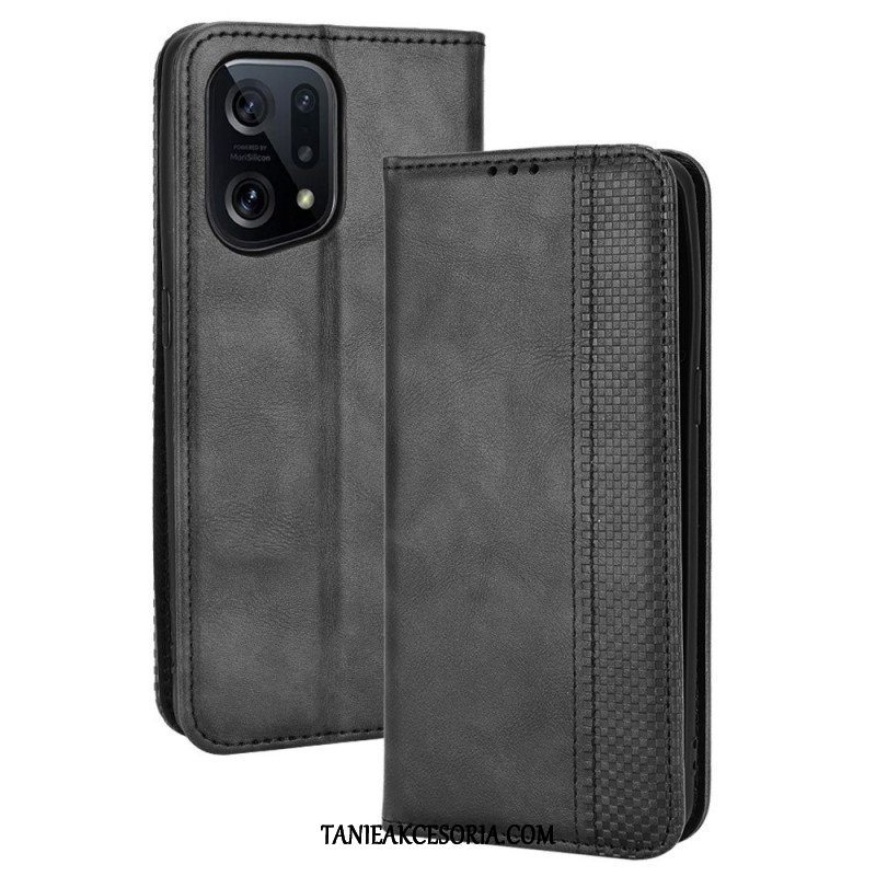 Etui Na Telefon do Oppo Find X5 Etui Folio Stylizowany Efekt Skóry W Stylu Vintage