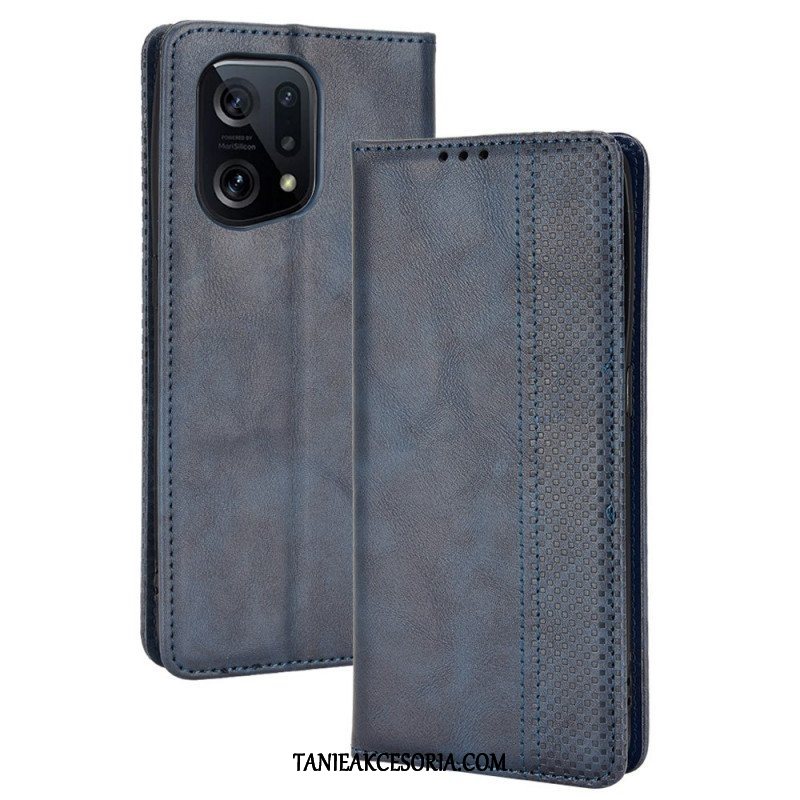 Etui Na Telefon do Oppo Find X5 Etui Folio Stylizowany Efekt Skóry W Stylu Vintage