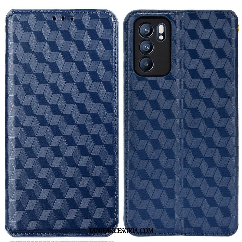 Etui Na Telefon do Oppo Reno 6 5G Etui Folio Efekt Diamentowej Skóry 3d