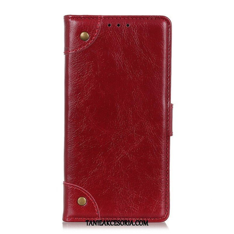 Etui Na Telefon do Samsung Galaxy A42 5G Etui Folio Nity Z Dzielonej Skóry Nappa