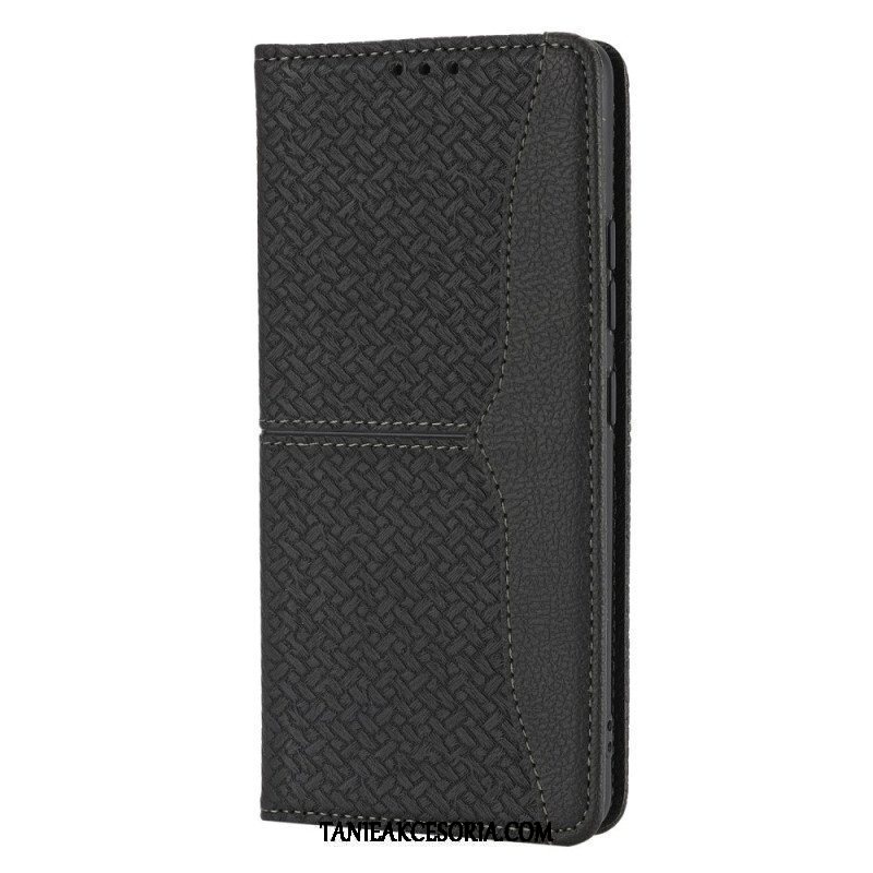 Etui Na Telefon do Samsung Galaxy M12 / A12 z Łańcuch Etui Folio Styl Tkanej Skóry Z Paskami