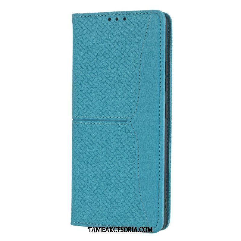 Etui Na Telefon do Samsung Galaxy M12 / A12 z Łańcuch Etui Folio Styl Tkanej Skóry Z Paskami