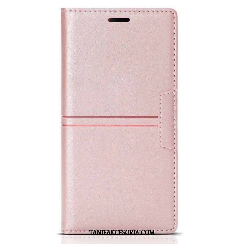 Etui Na Telefon do Samsung Galaxy S22 5G Etui Folio Stylowe Skórzane Przeszycia Magnetyczne Zapięcie