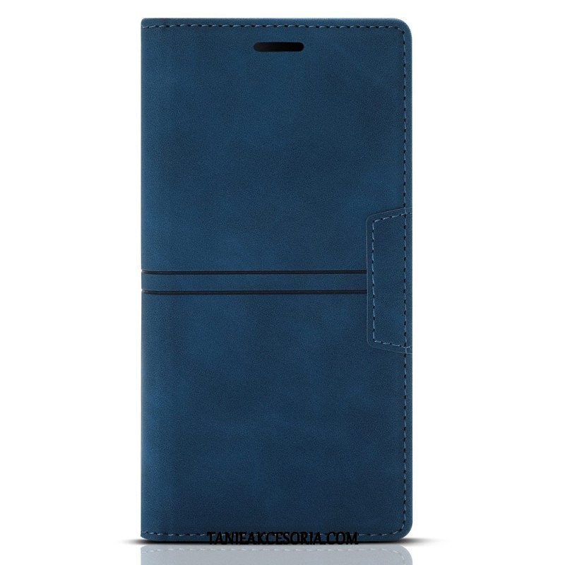 Etui Na Telefon do Samsung Galaxy S23 5G Etui Folio Stylowe Skórzane Przeszycia Magnetyczne Zapięcie