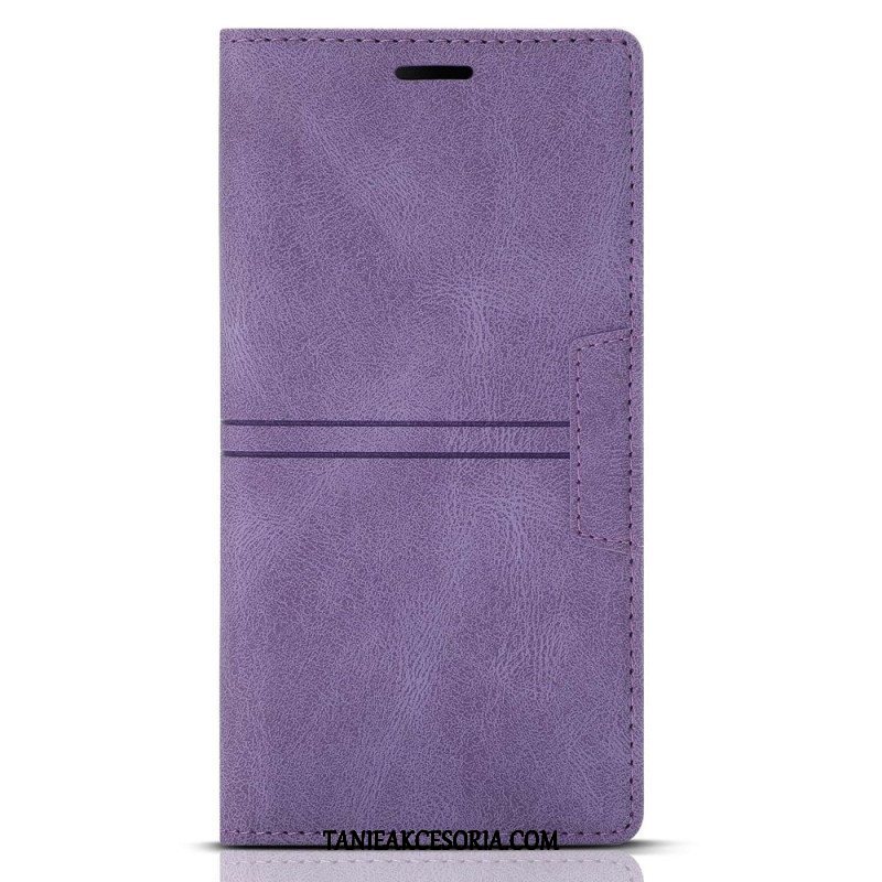 Etui Na Telefon do Samsung Galaxy S23 5G Etui Folio Stylowe Skórzane Przeszycia Magnetyczne Zapięcie