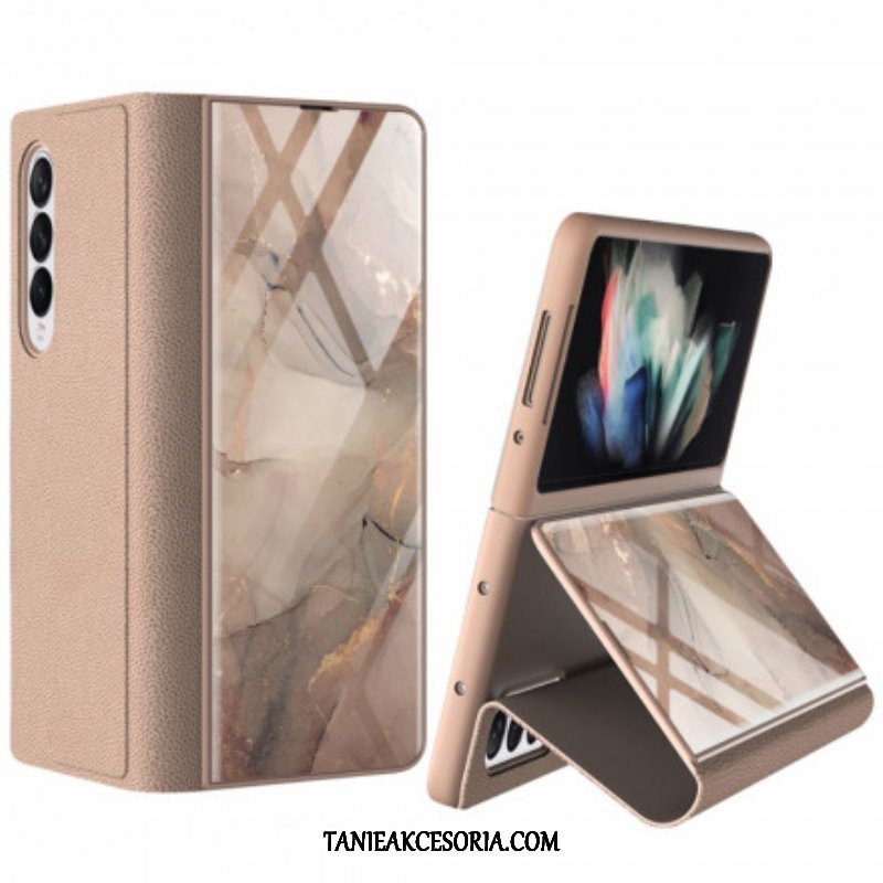 Etui Na Telefon do Samsung Galaxy Z Fold 3 5G Etui Folio Marmurowe Szkło Hartowane Gkk