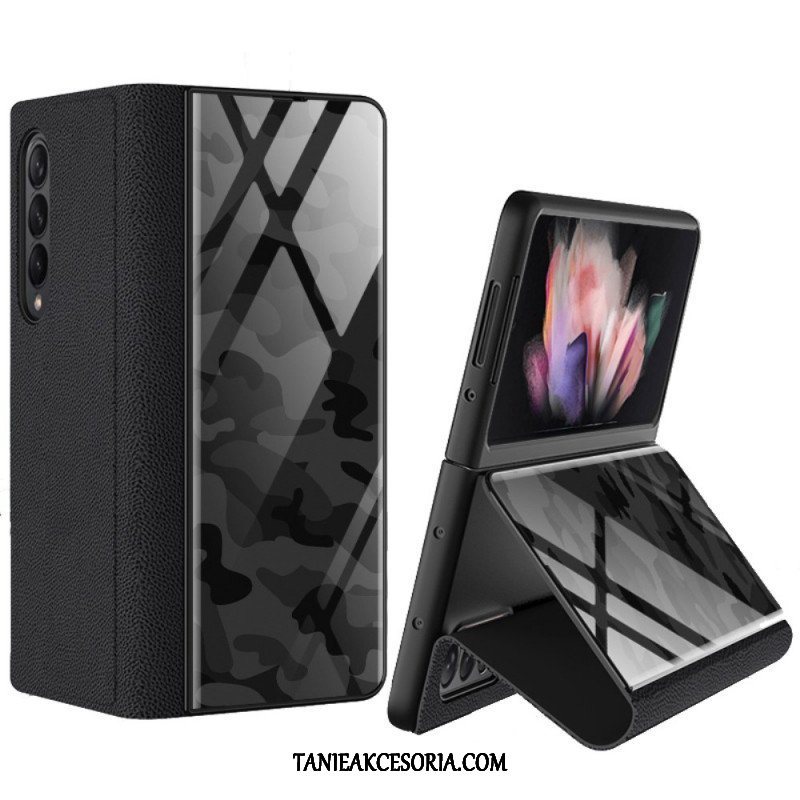 Etui Na Telefon do Samsung Galaxy Z Fold 3 5G Etui Folio Szkło Hartowane W Kamuflażu