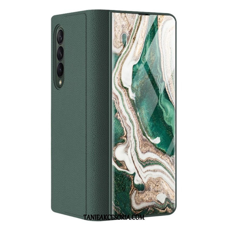 Etui Na Telefon do Samsung Galaxy Z Fold 3 5G Etui Folio Szkło Hartowane Z Efektem Marmuru