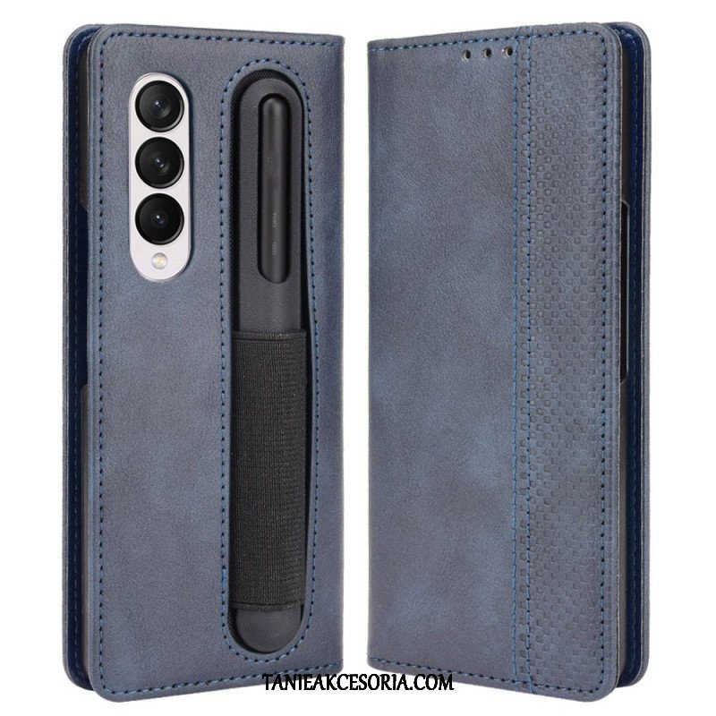 Etui Na Telefon do Samsung Galaxy Z Fold 4 Etui Folio Przechowywanie Długopisów W Stylu Retro