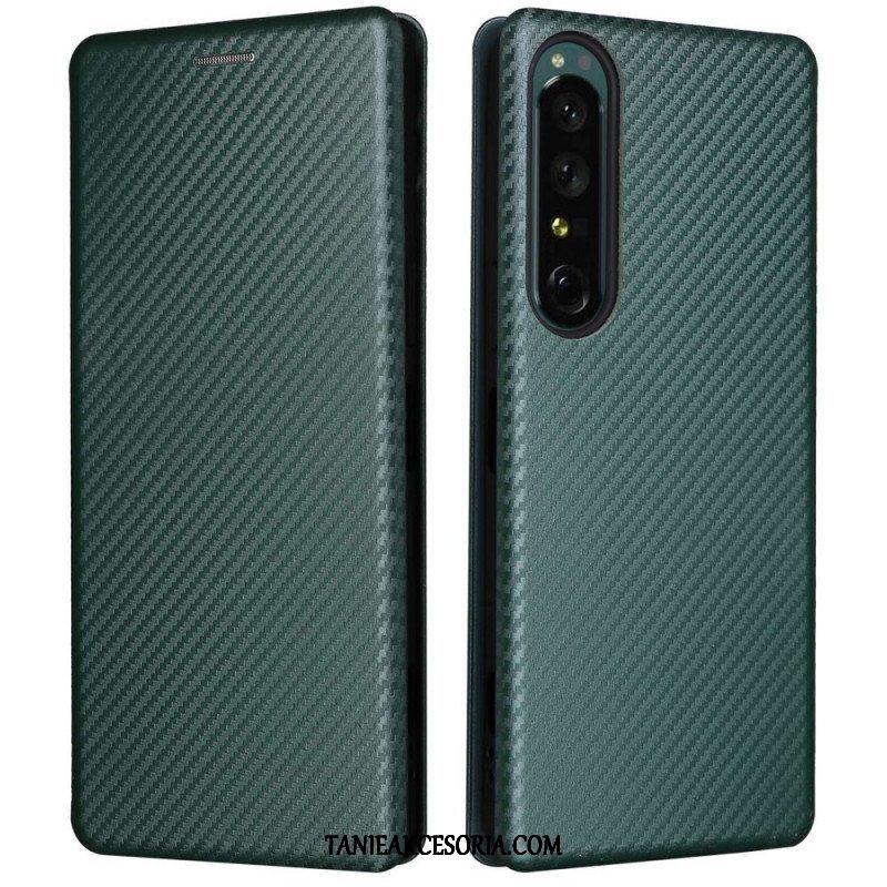 Etui Na Telefon do Sony Xperia 1 IV Etui Folio Tekstura Włókna Węglowego