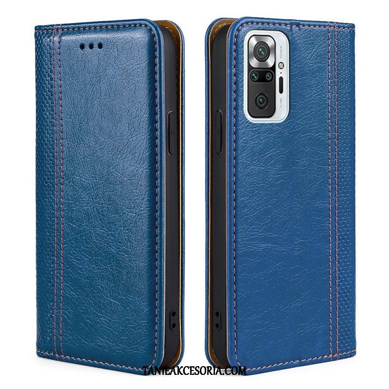 Etui Na Telefon do Xiaomi Redmi Note 10 Pro Etui Folio Przeszycia Ze Skóry Liczi