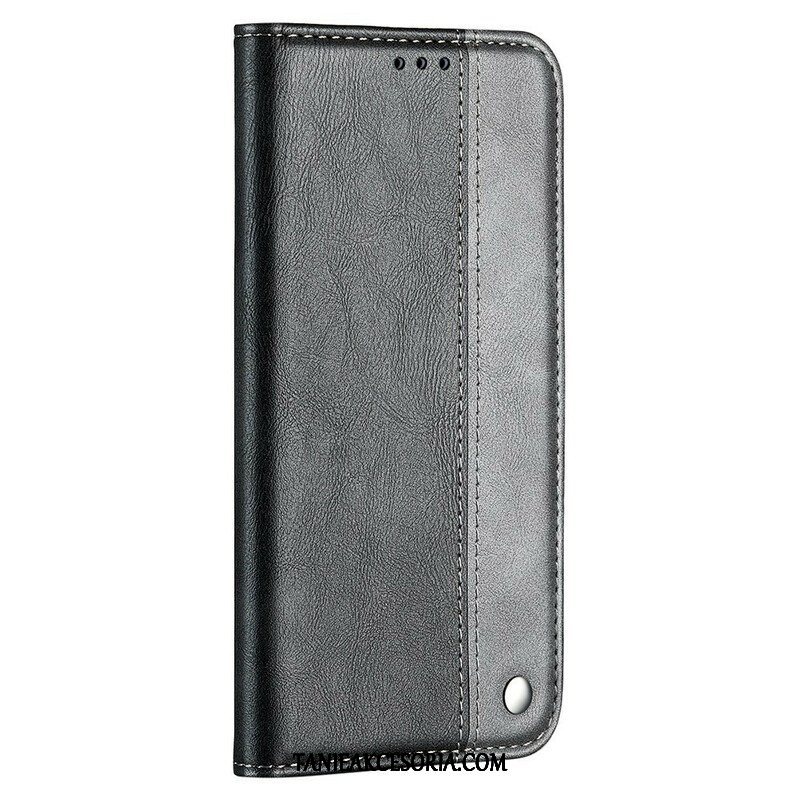 Etui Na Telefon do iPhone 13 Mini Etui Folio Dwukolorowy Efekt Skóry