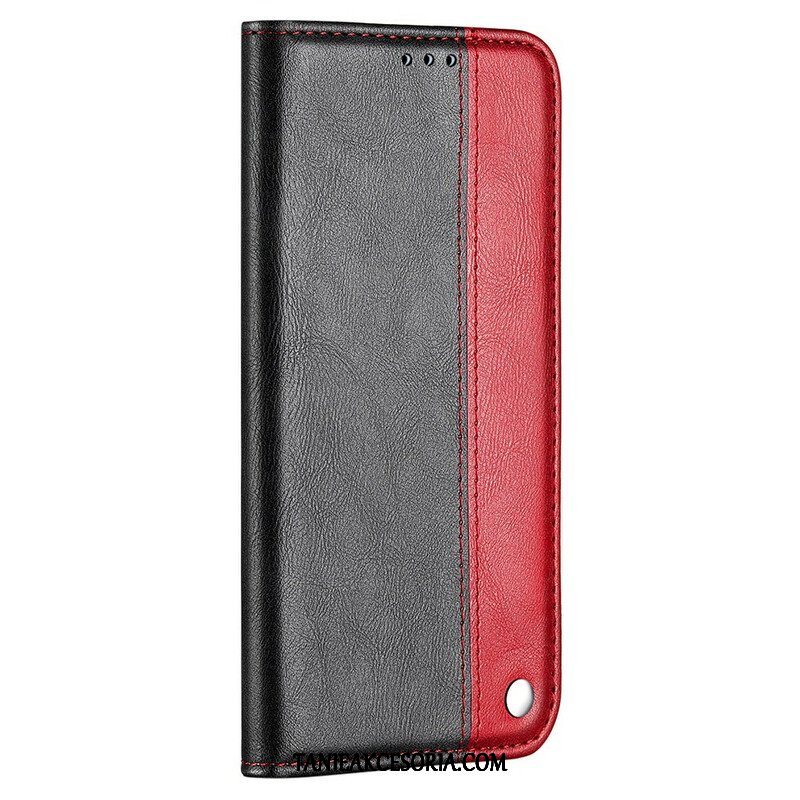 Etui Na Telefon do iPhone 13 Mini Etui Folio Dwukolorowy Efekt Skóry