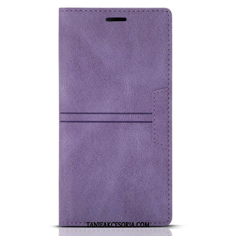 Etui Na Telefon do iPhone 13 Mini Etui Folio Stylowe Skórzane Przeszycia Magnetyczne Zapięcie