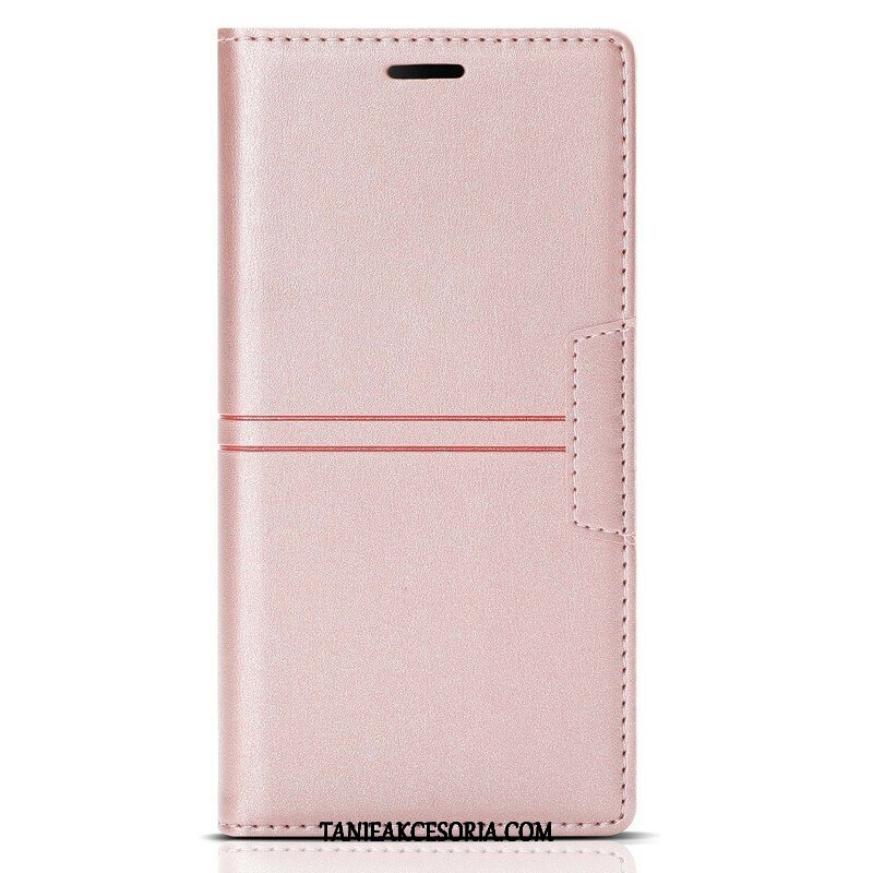 Etui Na Telefon do iPhone 13 Mini Etui Folio Stylowe Skórzane Przeszycia Magnetyczne Zapięcie