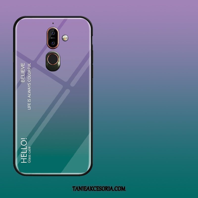 Etui Nokia 7 Plus Anti-fall Purpurowy Gradient, Obudowa Nokia 7 Plus Kreatywne Telefon Komórkowy Szkło