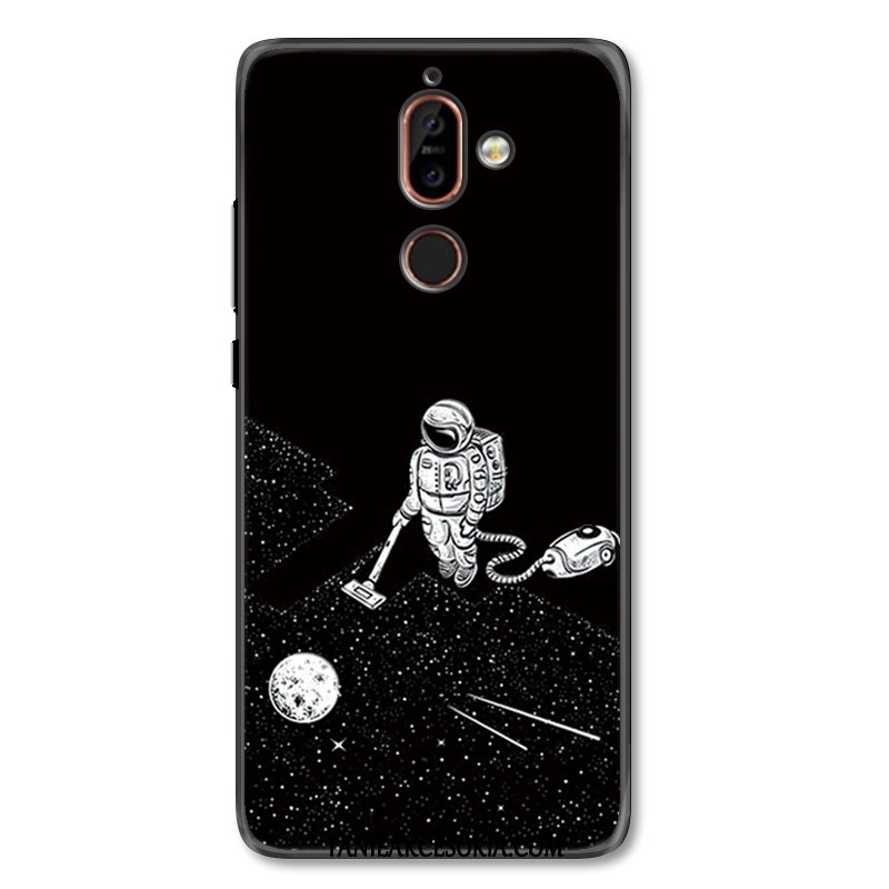 Etui Nokia 7 Plus Relief Czarny Kreatywne, Obudowa Nokia 7 Plus Ochraniacz Anti-fall Osobowość