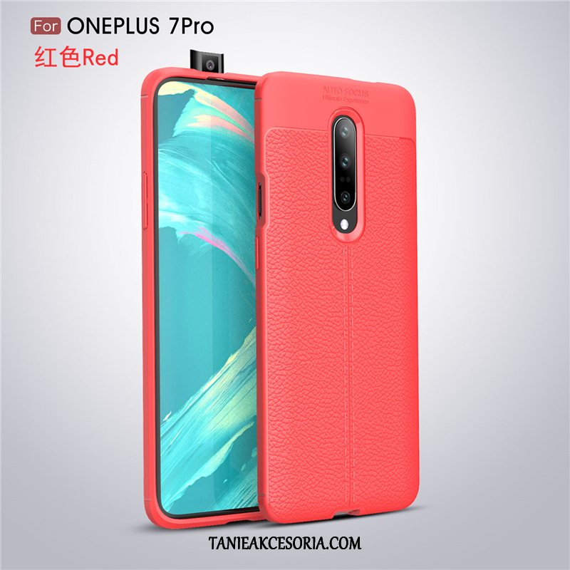 Etui Oneplus 7 Pro Telefon Komórkowy Litchi Silikonowe, Obudowa Oneplus 7 Pro Miękki Moda Czarny