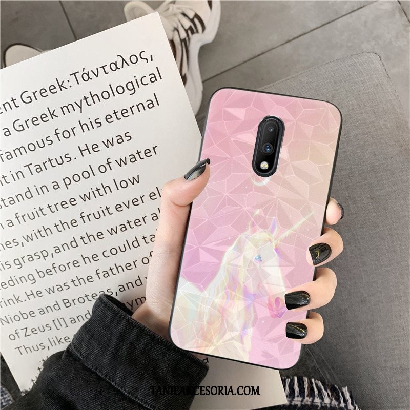 Etui Oneplus 7 Purpurowy Czerwony Netto Kształt Diamentu, Pokrowce Oneplus 7 Telefon Komórkowy Truskawka Wzór