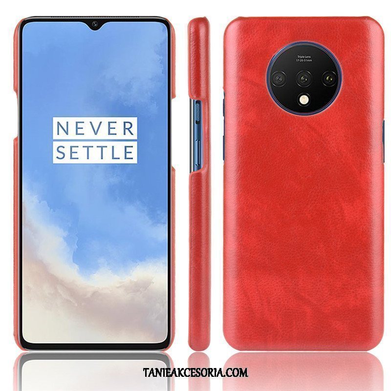 Etui Oneplus 7t Litchi Trudno Jakość, Obudowa Oneplus 7t Wzór Czerwony Skóra