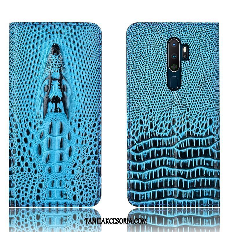 Etui Oppo A9 2020 Anti-fall Skórzany Futerał Krokodyl, Obudowa Oppo A9 2020 Czarny All Inclusive Prawdziwa Skóra