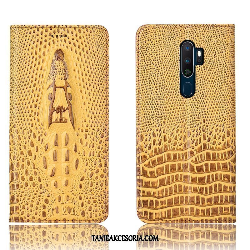 Etui Oppo A9 2020 Anti-fall Skórzany Futerał Krokodyl, Obudowa Oppo A9 2020 Czarny All Inclusive Prawdziwa Skóra